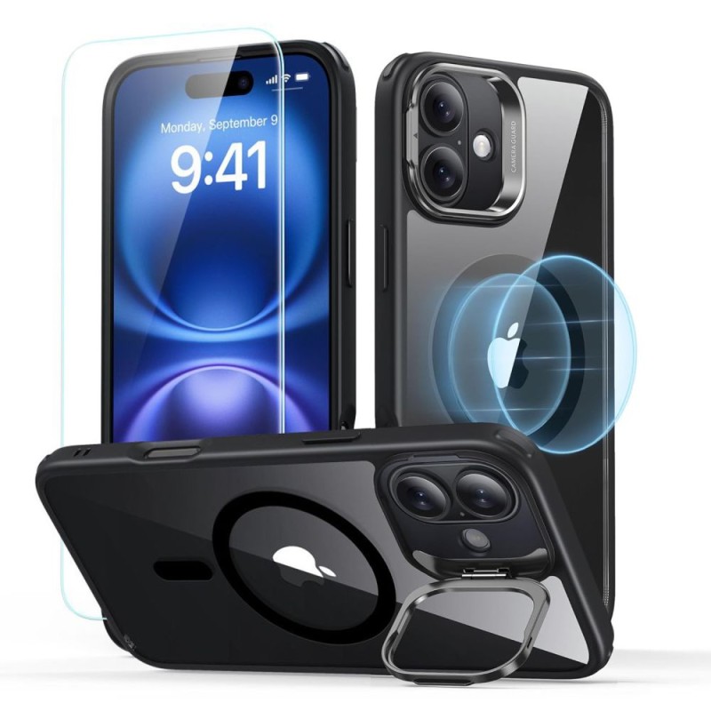 ESR Classic Hybrid с поставка HaloLock (MagSafe) + закалено стъкло за iPhone 16 Plus, прозрачно/черно - ESR Classic Hybrid с поставка HaloLock (MagSafe) + закалено стъкло за iPhone 16 Plus, прозрачно/черно - 4894240243688