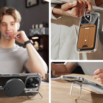ESR Classic Hybrid Kickstand HaloLock със стойка и MagSafe + закалено стъкло за iPhone 16 Pro (прозрачно)