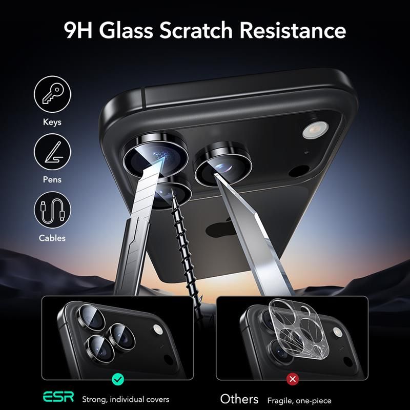 ESR Armorite защита за камера от закалено стъкло за iPhone 14 Pro / 14 Pro Max / 15 Pro / 15 Pro Max / 16 Pro / 16 Pro Max / 17 Pro / 17 Pro Max (черна) - ESR Armorite защита за камера от закалено стъкло за iPhone 14 Pro / 14 Pro Max / 15 Pro / 15 Pro Max / 16 Pro / 16 Pro Max / 17 Pro / 17 Pro Max (черна) - 4894240287583