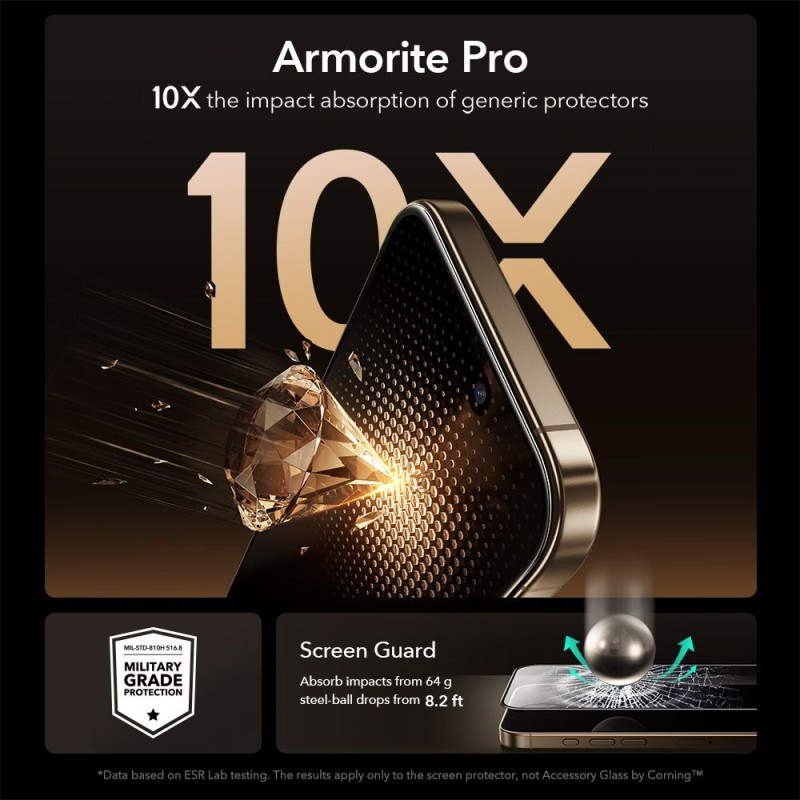 ESR UltraFit Armorite Pro закалено стъкло за iPhone 17 Pro, черно - ESR UltraFit Armorite Pro закалено стъкло за iPhone 17 Pro, черно - 4894240287903
