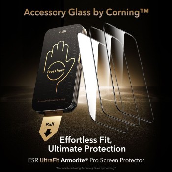 Закалено стъкло ESR ULTRAFIT ARMORITE PRO за iPhone 17 Pro Max (черно)