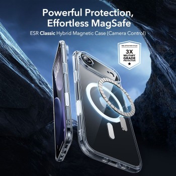 ESR Classic Hybrid MagSafe с протективен ринг и закалено стъкло за iPhone Air (прозрачно)
