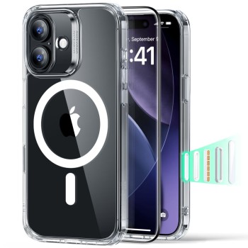 ESR Classic Hybrid с MagSafe и закалено стъкло за iPhone 17 – прозрачно