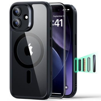 ESR Classic Hybrid MagSafe кейс + закалено стъкло за iPhone 17, прозрачно/черно (SKU 4894240288580)