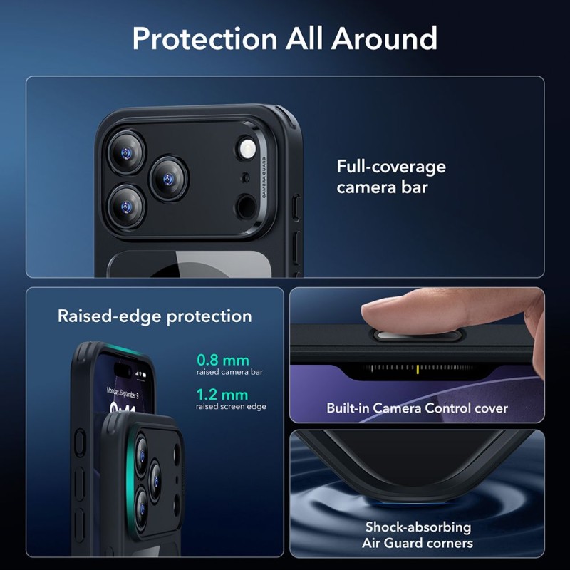 ESR Classic Hybrid MagSafe & Темперирано стъкло за iPhone 17 Pro Clear/Black - ESR Classic Hybrid MagSafe & Темперирано стъкло за iPhone 17 Pro Clear/Black - 4894240289082