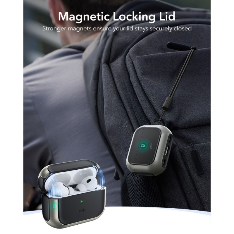 ESR ORBIT HALOLOCK Magsafe калъф за Apple AirPods Pro 3 Titanium - ESR ORBIT HALOLOCK Magsafe калъф за Apple AirPods Pro 3 Titanium - 4894240289129