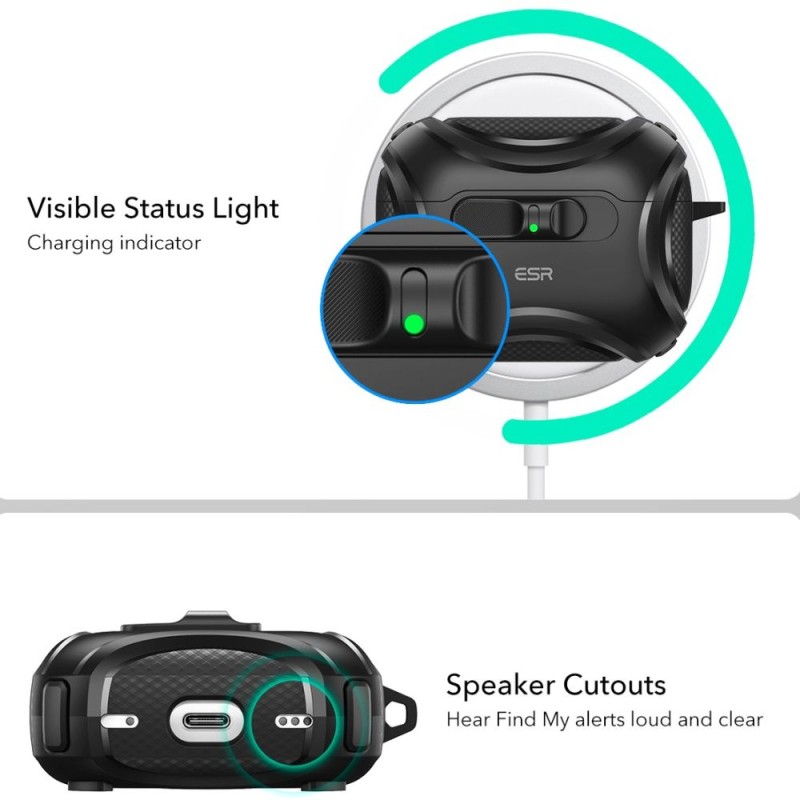 ESR CYBER FlickLock HaloLock с MagSafe за Apple AirPods Pro 3 Black - ESR CYBER FlickLock HaloLock с MagSafe за Apple AirPods Pro 3 Black - 4894240289204