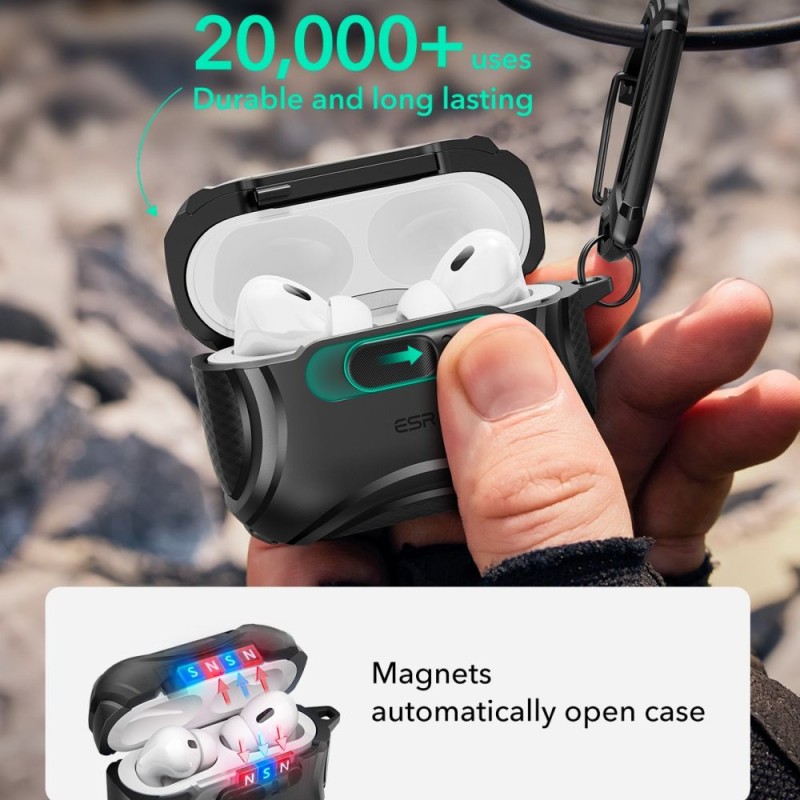 ESR CYBER FlickLock HaloLock с MagSafe за Apple AirPods Pro 3 Black - ESR CYBER FlickLock HaloLock с MagSafe за Apple AirPods Pro 3 Black - 4894240289204