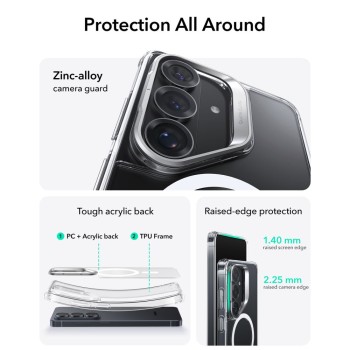 ESR Classic Hybrid Kickstand MagSafe кейс с поставка за Samsung Galaxy S26+ Plus – прозрачен