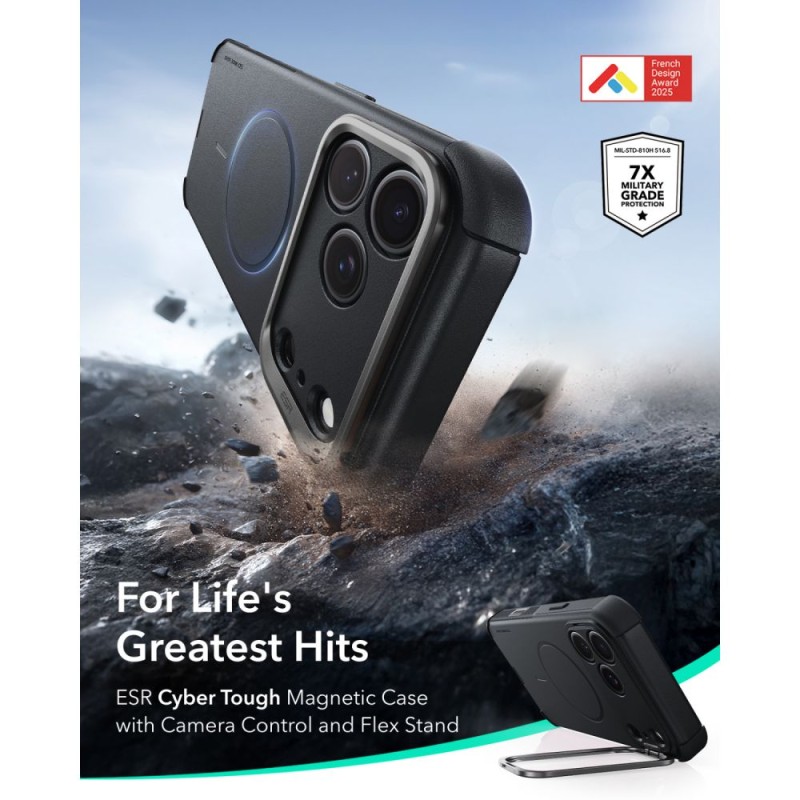 ESR CYBER TOUGH Kickstand MagSafe за iPhone 17 Pro Max / 18 Pro Max (Black) ESR CYBER TOUGH Kickstand MagSafe за iPhone 17 Pro Max / 18 Pro Max (Black)