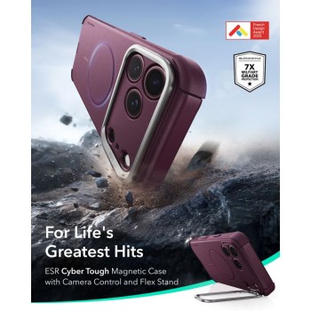ESR CYBER TOUGH KICKSTAND MAGSAFE Кейс с поставка за iPhone 17 Pro Max / 18 Pro Max Deep Burgundy ESR CYBER TOUGH KICKSTAND MAGSAFE Кейс с поставка за iPhone 17 Pro Max / 18 Pro Max Deep Burgundy