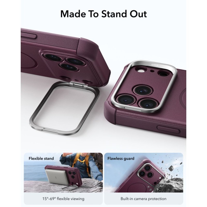 ESR CYBER TOUGH KICKSTAND MAGSAFE Кейс с поставка за iPhone 17 Pro Max / 18 Pro Max Deep Burgundy