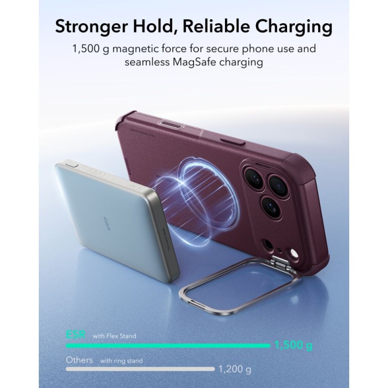 ESR CYBER TOUGH KICKSTAND MAGSAFE Кейс с поставка за iPhone 17 Pro Max / 18 Pro Max Deep Burgundy