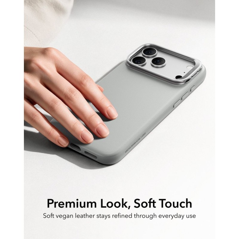 ESR Leather Kickstand MagSafe кожен калъф с поставка за iPhone 17 Pro Max / 18 Pro Max (сив) ESR Leather Kickstand MagSafe кожен калъф с поставка за iPhone 17 Pro Max / 18 Pro Max (сив)