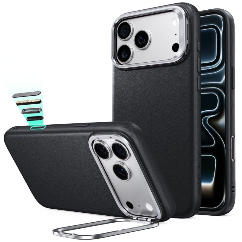 ESR Leather Kickstand MagSafe кейс за iPhone 17 Pro / 18 Pro Black ESR Leather Kickstand MagSafe кейс за iPhone 17 Pro / 18 Pro Black