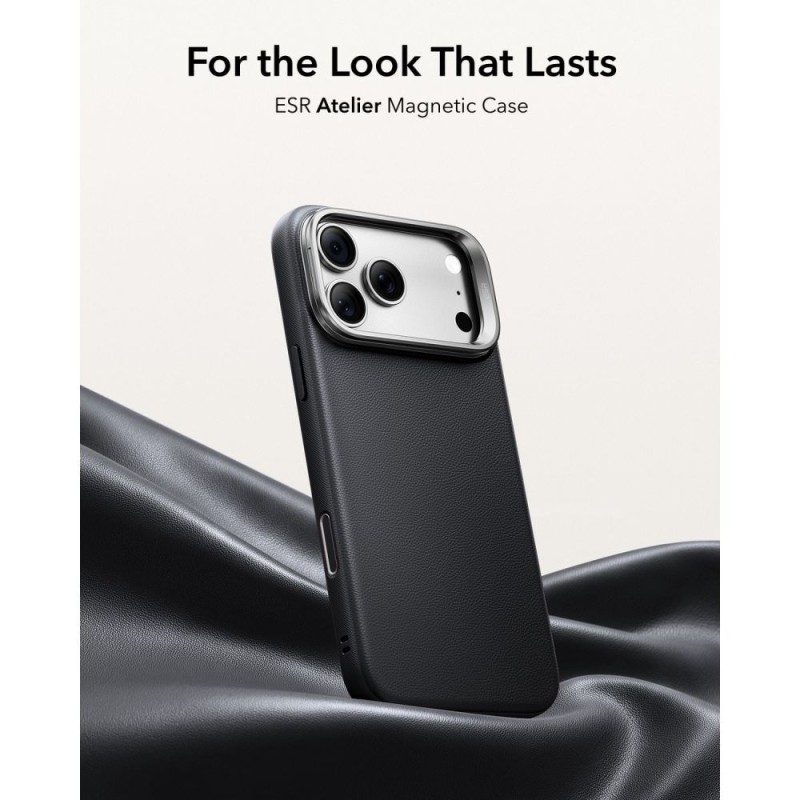 ESR Leather Kickstand MagSafe Кожен калъф с поставка за iPhone 17 Pro Max / 18 Pro Max Black ESR Leather Kickstand MagSafe Кожен калъф с поставка за iPhone 17 Pro Max / 18 Pro Max Black
