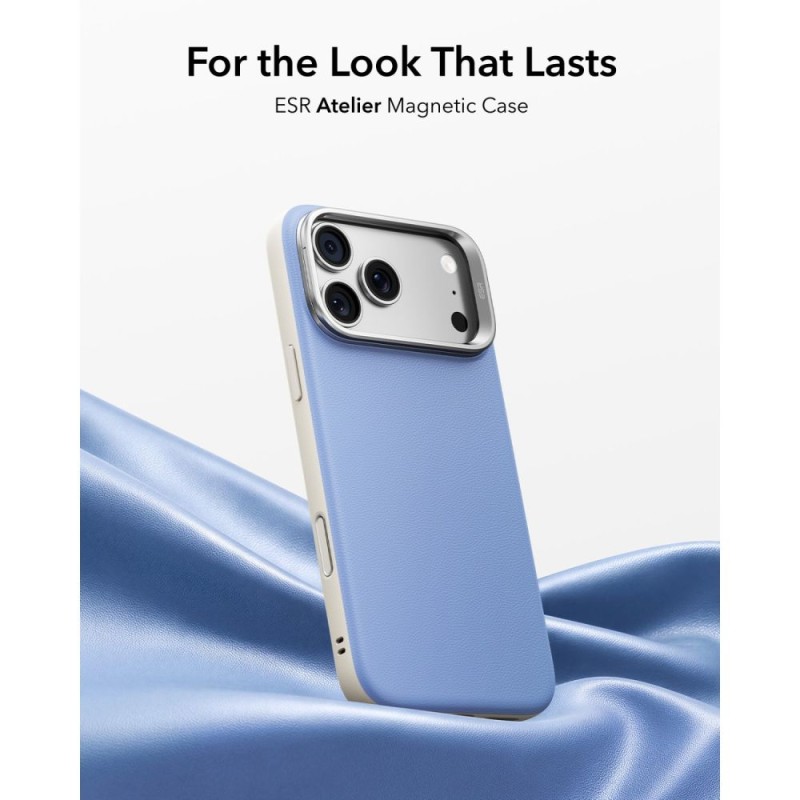 ESR LEATHER KICKSTAND MagSafe кейс за iPhone 17 Pro Max / 18 Pro Max (Light Blue)