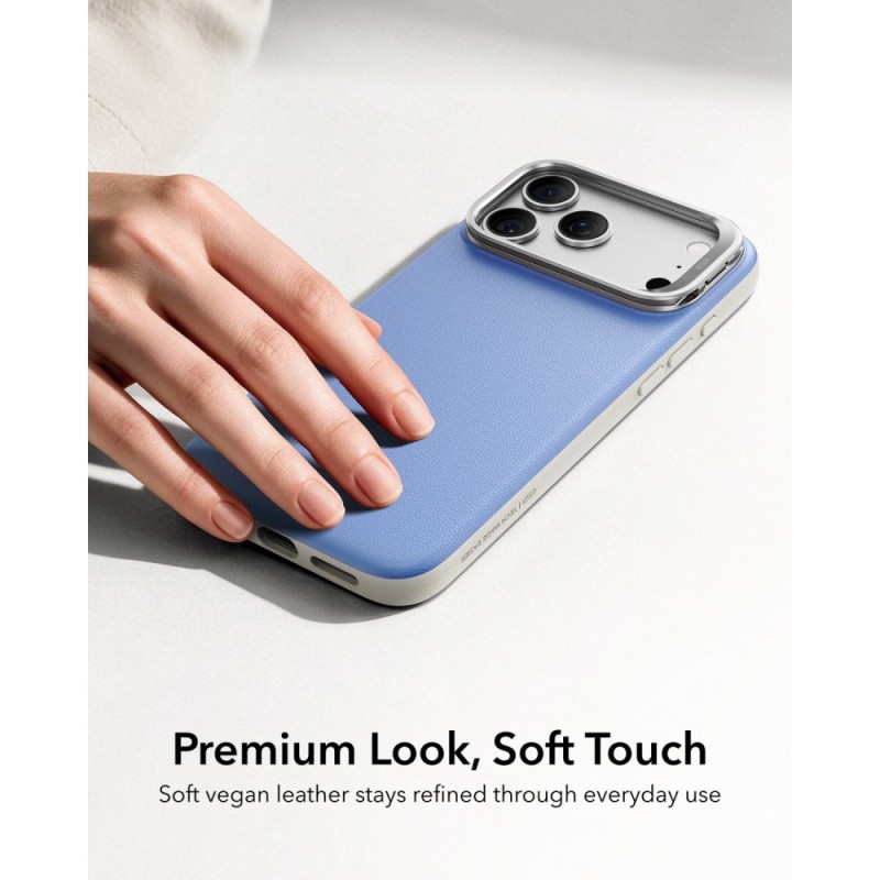 ESR LEATHER KICKSTAND MagSafe кейс за iPhone 17 Pro Max / 18 Pro Max (Light Blue)