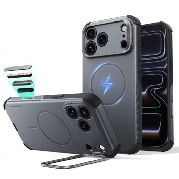 ESR CYBER TOUGH Kickstand MagSafe кейс за iPhone 17 Pro / 18 Pro, с подставка, сив (GREY)