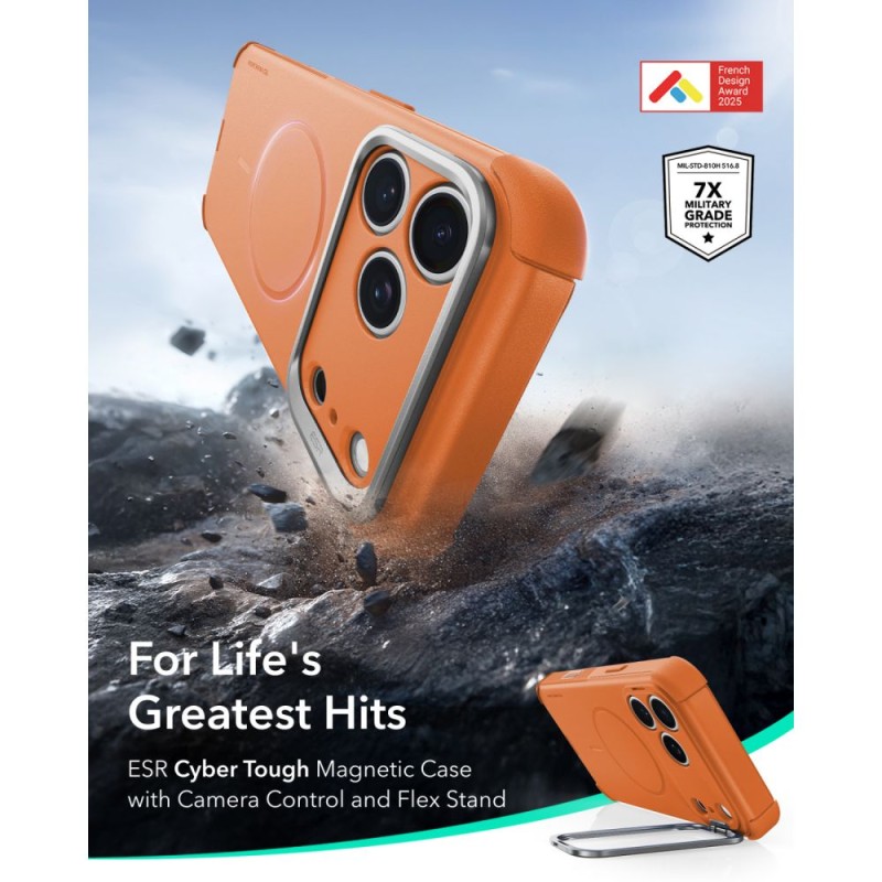 ESR CYBER TOUGH Kickstand MagSafe кейс за iPhone 17 Pro / 18 Pro (оранжев) ESR CYBER TOUGH Kickstand MagSafe кейс за iPhone 17 Pro / 18 Pro (оранжев)