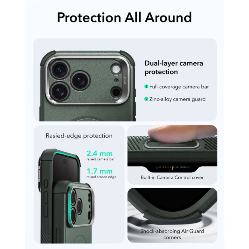 ESR Cyber Tough Kickstand MagSafe за iPhone 17 Pro Max / 18 Pro Max (Зелено)