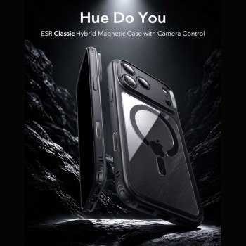 ESR Classic Hybrid MagSafe + закалено стъкло за iPhone 17 Pro / 18 Pro (прозрачно/черно)