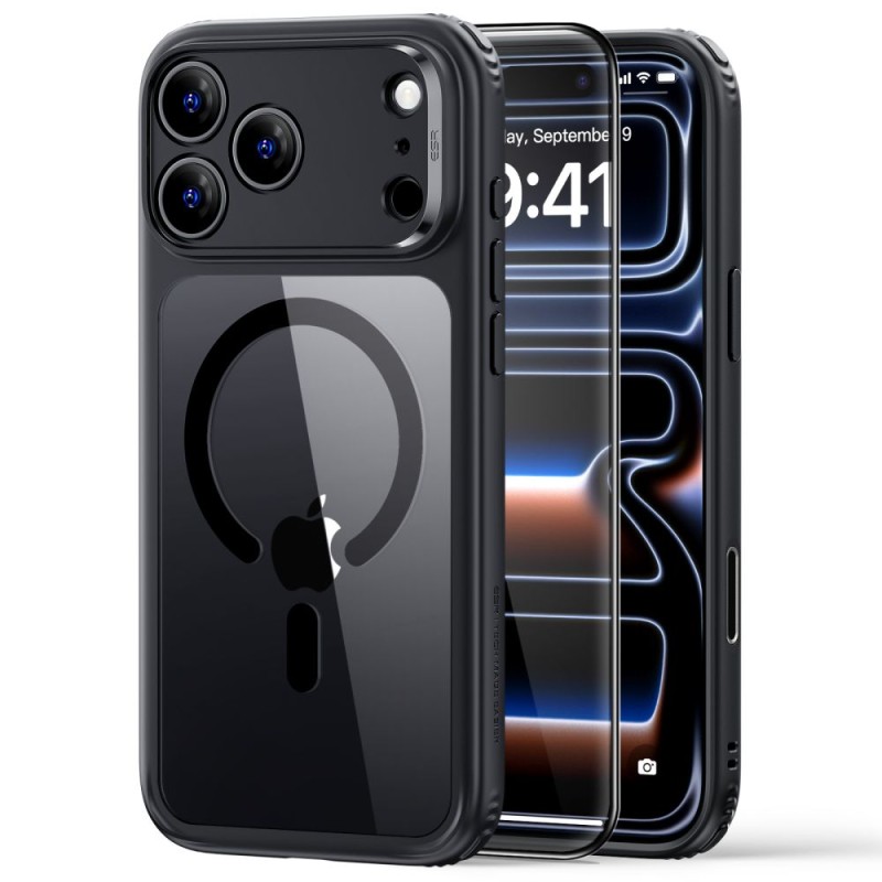 ESR Classic Hybrid MagSafe + стъкло за iPhone 17 Pro Max / 18 Pro Max (Clear Black)