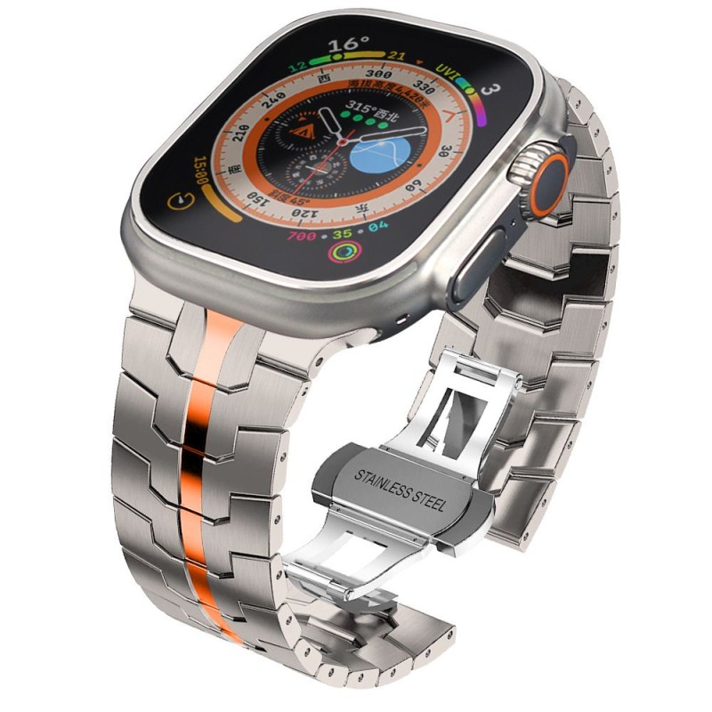 Tech-Protect Stainless Line за Apple Watch 8 / 9 / 10 / 11 / SE / Ultra (44 / 45 / 46 / 49 мм) Титан/Оранж - Tech-Protect Stainless Line за Apple Watch 8 / 9 / 10 / 11 / SE / Ultra (44 / 45 / 46 / 49 мм) Титан/Оранж - 5906203697311