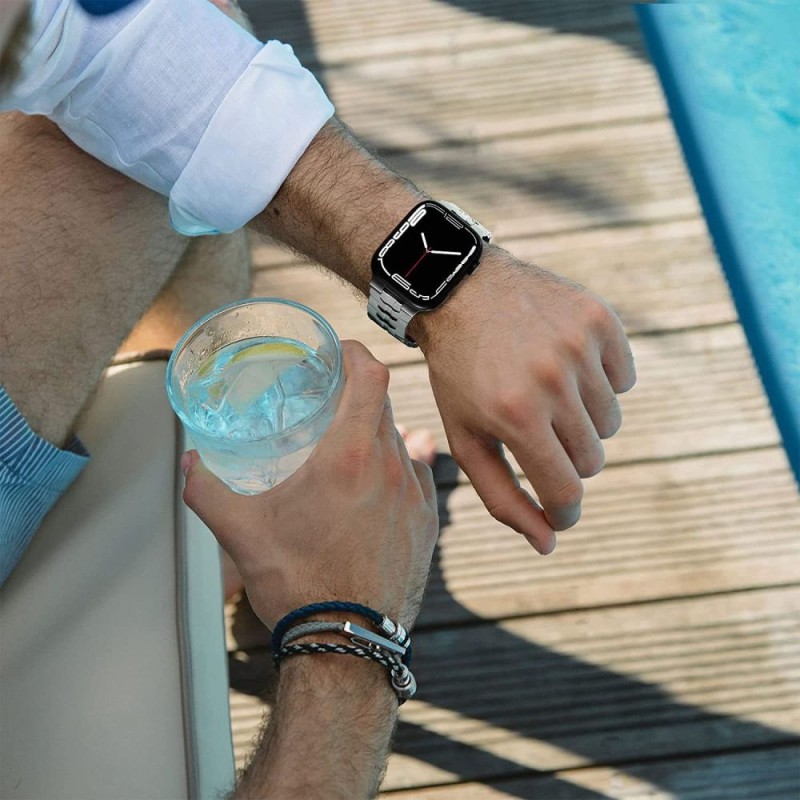 TECH-PROTECT STAINLESS LINE каишка за Apple Watch 8/9/10/11/SE/Ultra (44/45/46/49 мм) от титанова неръждаема стомана - TECH-PROTECT STAINLESS LINE каишка за Apple Watch 8/9/10/11/SE/Ultra (44/45/46/49 мм) от титанова неръждаема стомана - 5906203699582