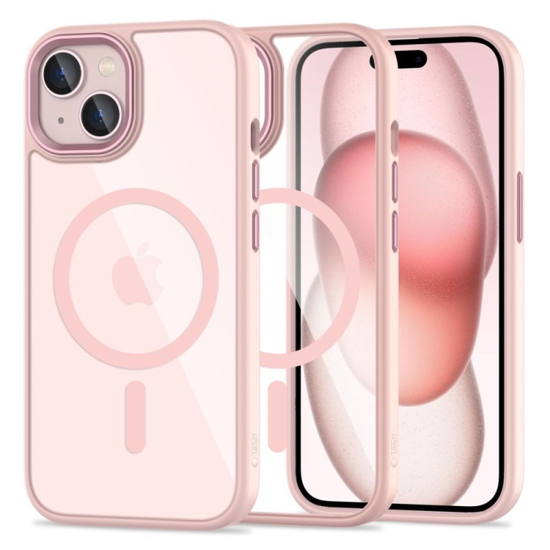 TECH-PROTECT MAGMAT MagSafe iPhone 15 Pink/Clear (5906302307999) - TECH-PROTECT MAGMAT MagSafe iPhone 15 Pink/Clear (5906302307999) - 5906302307999