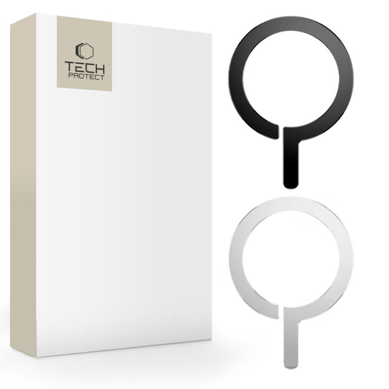 Tech-Protect MetalRing Magsafe универсален магнитен пръстен 2 броя черен & сребърен - Tech-Protect MetalRing Magsafe универсален магнитен пръстен 2 броя черен & сребърен - 5906302308187