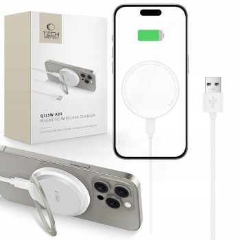 TECH-PROTECT QI15W-A33 Магнитна MagSafe безжична зарядна (бяла)