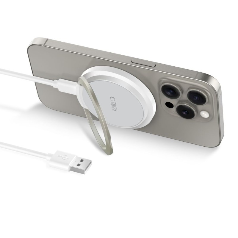 TECH-PROTECT QI15W-A33 Магнитна MagSafe безжична зарядна (бяла) - TECH-PROTECT QI15W-A33 Магнитна MagSafe безжична зарядна (бяла) - 5906302308330