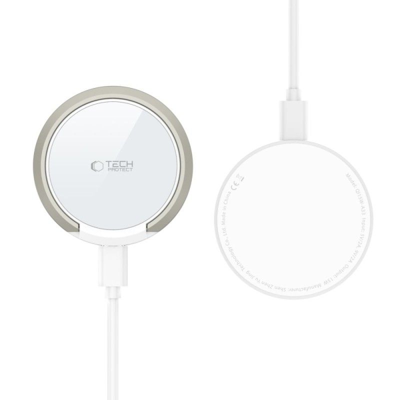 TECH-PROTECT QI15W-A33 Магнитна MagSafe безжична зарядна (бяла) - TECH-PROTECT QI15W-A33 Магнитна MagSafe безжична зарядна (бяла) - 5906302308330