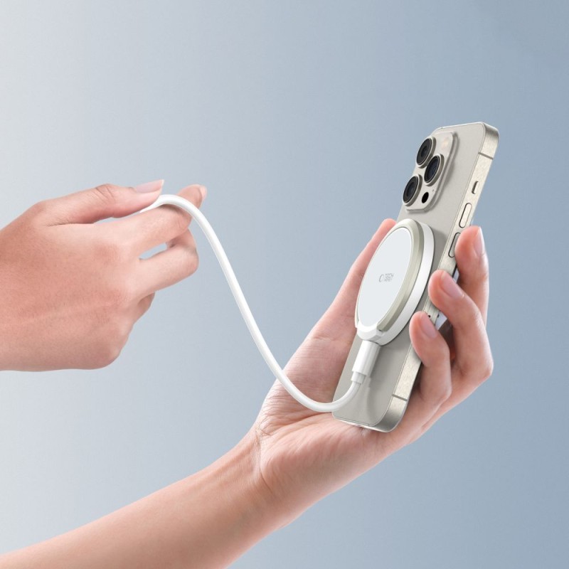 TECH-PROTECT QI15W-A33 Магнитна MagSafe безжична зарядна (бяла) - TECH-PROTECT QI15W-A33 Магнитна MagSafe безжична зарядна (бяла) - 5906302308330