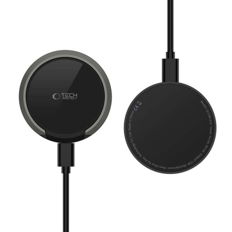 Tech-Protect QI15W-A33 магнитно безжично зарядно с MagSafe (черно) - Tech-Protect QI15W-A33 магнитно безжично зарядно с MagSafe (черно) - 5906302308347