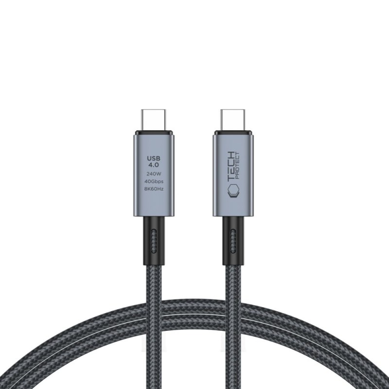 Tech-Protect ULTRABOOST MAX USB 4.0 кабел USB-C 8K 40Gbps PD 240W 100 см сив - Tech-Protect ULTRABOOST MAX USB 4.0 кабел USB-C 8K 40Gbps PD 240W 100 см сив - 5906302308989