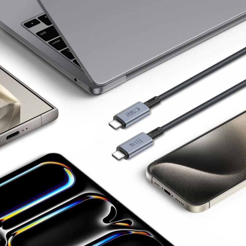 Tech-Protect ULTRABOOST MAX USB 4.0 кабел USB-C 8K 40Gbps PD 240W 100 см сив - Tech-Protect ULTRABOOST MAX USB 4.0 кабел USB-C 8K 40Gbps PD 240W 100 см сив - 5906302308989