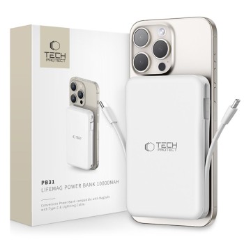 TECH-PROTECT PB31 LifeMag MagSafe Power Bank 10000 mAh – Бял (SKU: 5906302309276)