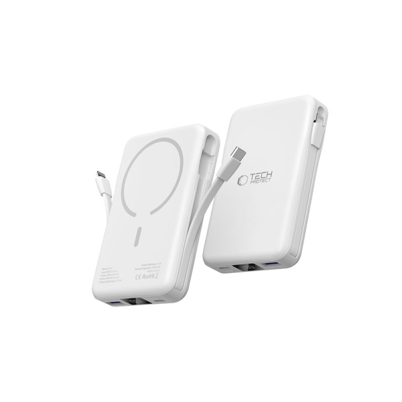 TECH-PROTECT PB31 LifeMag MagSafe Power Bank 10000 mAh – Бял (SKU: 5906302309276) - TECH-PROTECT PB31 LifeMag MagSafe Power Bank 10000 mAh – Бял (SKU: 5906302309276) - 5906302309276