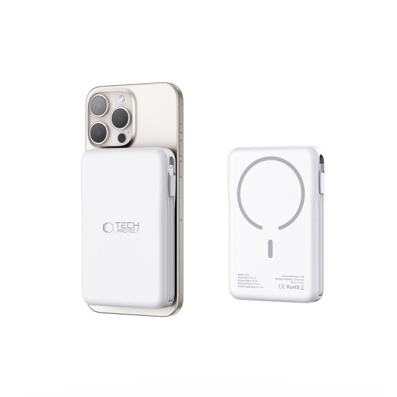 TECH-PROTECT PB31 LifeMag MagSafe Power Bank 10000 mAh – Бял (SKU: 5906302309276) - TECH-PROTECT PB31 LifeMag MagSafe Power Bank 10000 mAh – Бял (SKU: 5906302309276) - 5906302309276