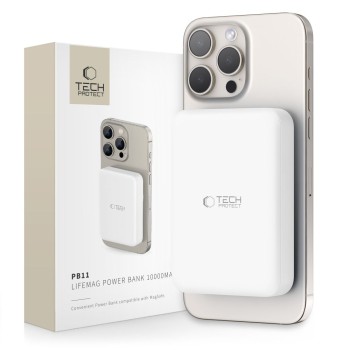 TECH-PROTECT PB11 LifeMag MagSafe Power Bank 10000mAh Бял