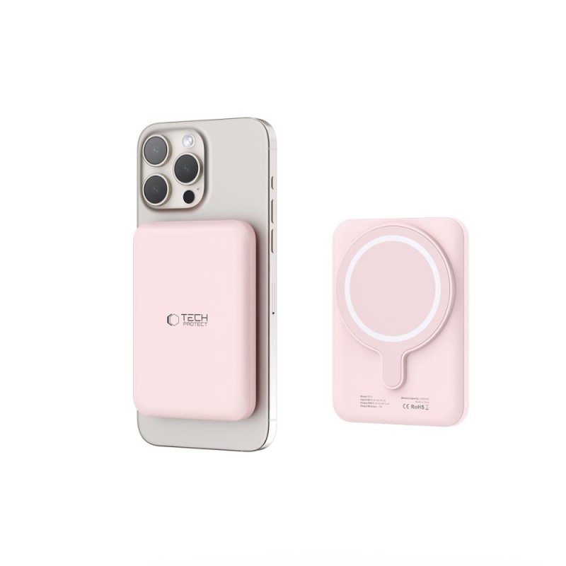 TECH-PROTECT PB10 LifeMag MagSafe Power Bank 5000mAh Pink - TECH-PROTECT PB10 LifeMag MagSafe Power Bank 5000mAh Pink - 5906302309528