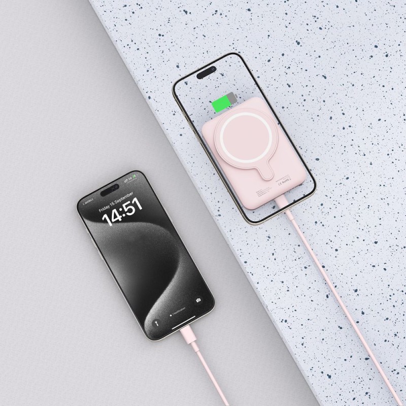 TECH-PROTECT PB10 LifeMag MagSafe Power Bank 5000mAh Pink - TECH-PROTECT PB10 LifeMag MagSafe Power Bank 5000mAh Pink - 5906302309528