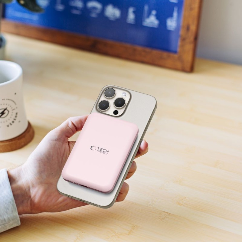 TECH-PROTECT PB10 LifeMag MagSafe Power Bank 5000mAh Pink - TECH-PROTECT PB10 LifeMag MagSafe Power Bank 5000mAh Pink - 5906302309528