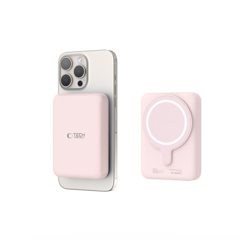 Tech-Protect PB11 LifeMag MagSafe Power Bank 10000mAh Pink - Tech-Protect PB11 LifeMag MagSafe Power Bank 10000mAh Pink - 5906302309535
