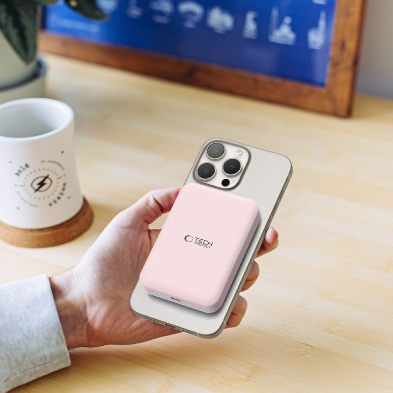 Tech-Protect PB11 LifeMag MagSafe Power Bank 10000mAh Pink - Tech-Protect PB11 LifeMag MagSafe Power Bank 10000mAh Pink - 5906302309535