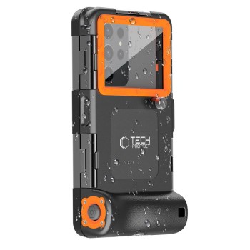 TECH-PROTECT IPX8 универсален водоустойчив калъф за гмуркане черен/оранжев TECH-PROTECT IPX8 универсален водоустойчив калъф за гмуркане черен/оранжев