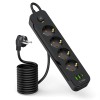 Tech-Protect PCL4X3 захранваща разклонителна лента – дълга 200 см, 2x USB-A + 1x USB-C, 4 контакта, черна - Tech-Protect PCL4X3 захранваща разклонителна лента – дълга 200 см, 2x USB-A + 1x USB-C, 4 контакта, черна - 5906302310593