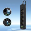 Tech-Protect PCL4X3 захранваща разклонителна лента – дълга 200 см, 2x USB-A + 1x USB-C, 4 контакта, черна - Tech-Protect PCL4X3 захранваща разклонителна лента – дълга 200 см, 2x USB-A + 1x USB-C, 4 контакта, черна - 5906302310593